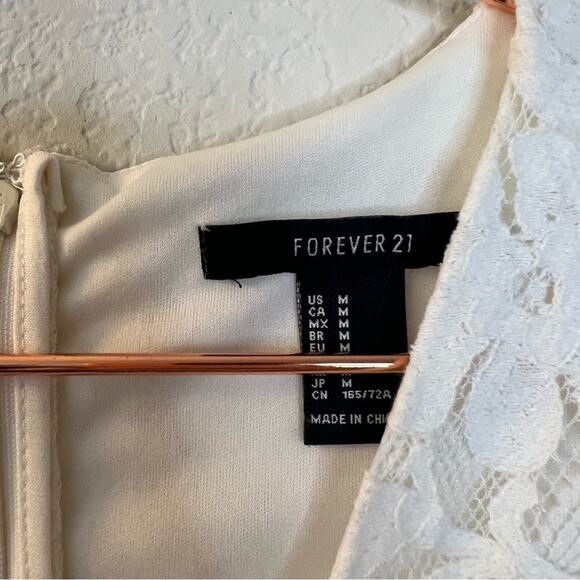 Forever 21 ivory cream lace sleeveless lace up romper - Picture 3 of 4